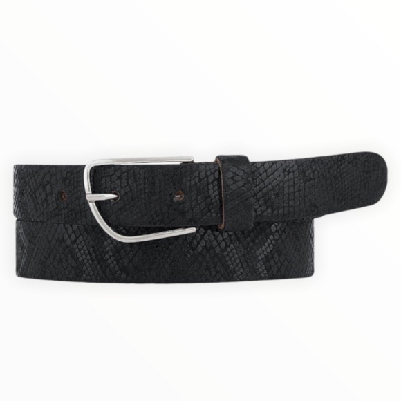 Amsterdam Heritage Luxe Belt Carli Black Itailian Leather Snake Print Belt main image 8